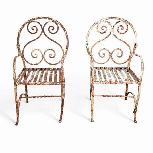 Pair of 19th Century Wrought Iron Garden Chairs