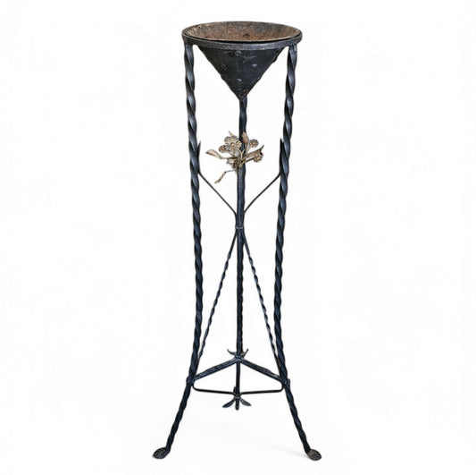 Spanish Colonial Style Wrought Iron Plant Stand With Floral Details