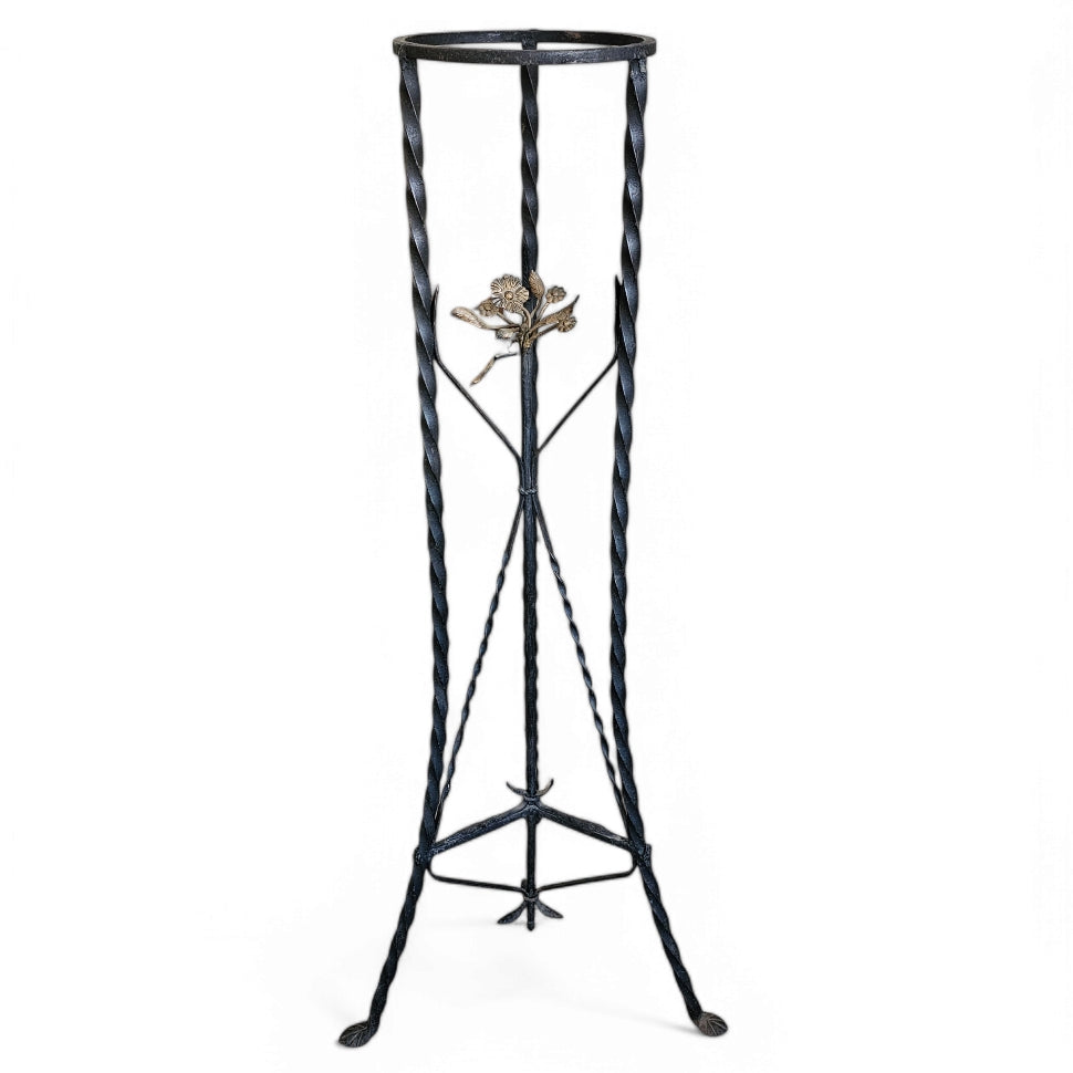 Spanish Colonial Style Wrought Iron Plant Stand With Floral Details