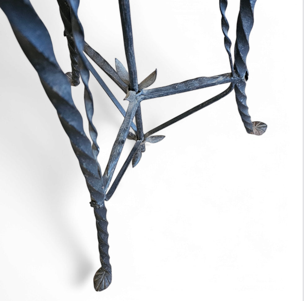 Spanish Colonial Style Wrought Iron Plant Stand With Floral Details