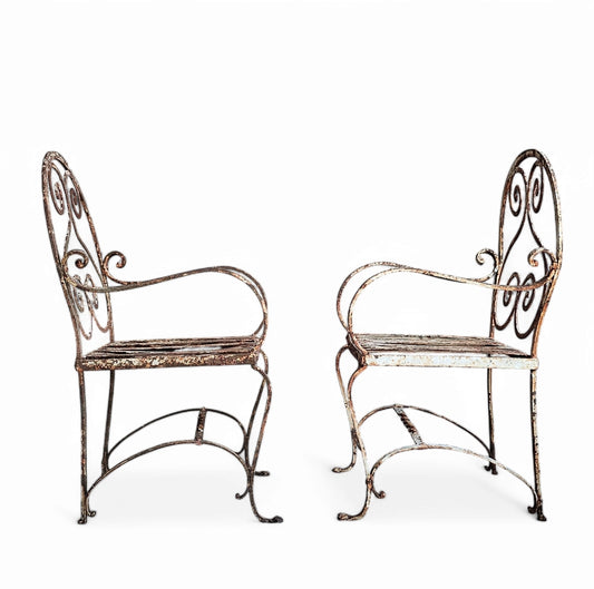 Pair of 19th Century Wrought Iron Garden Chairs