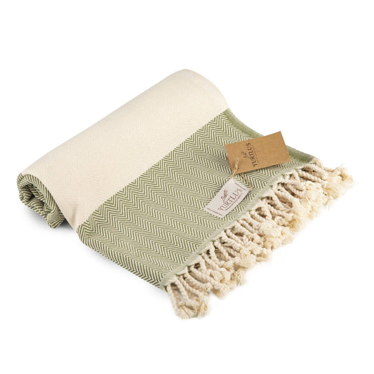 Beach Towel - Olive Green | 71 x 37 in 100% Cotton: Olive Green
