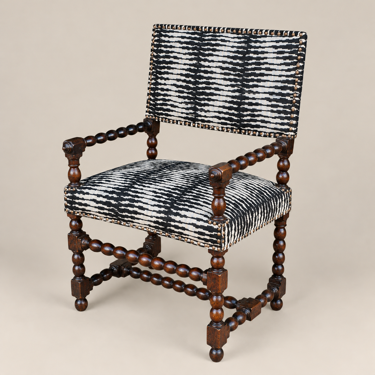 17th–18th Century Flemish Baroque Carved Wood Armchair in Castel Baobab