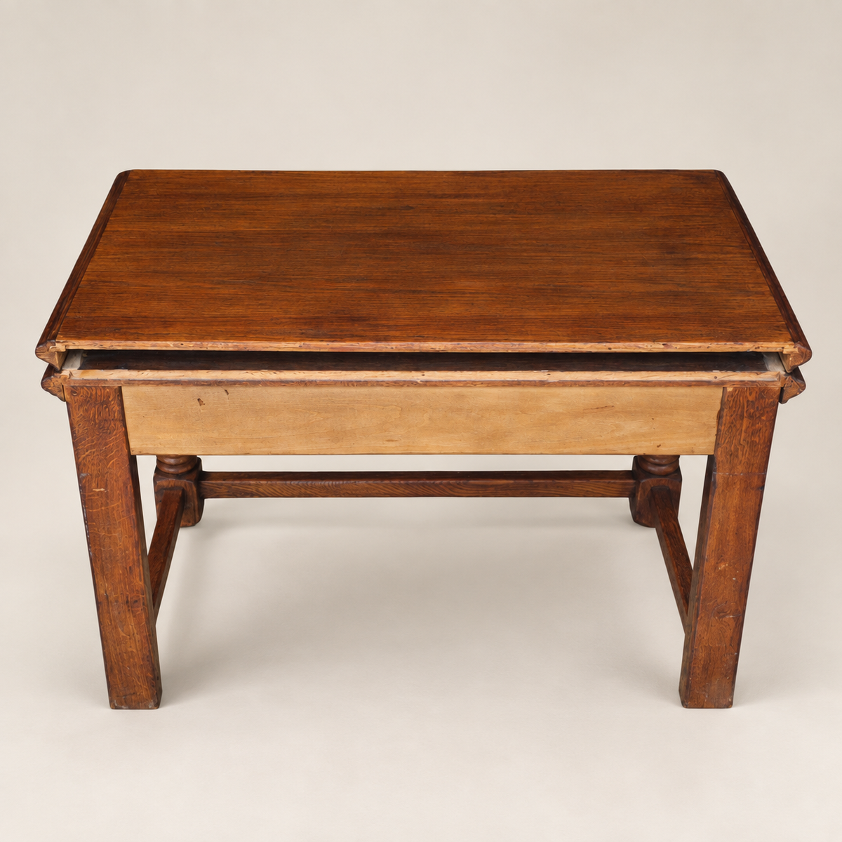 Circa 1940s English Jacobean Revival Oak Child’s Writing Desk / Side Table by Castle Furniture