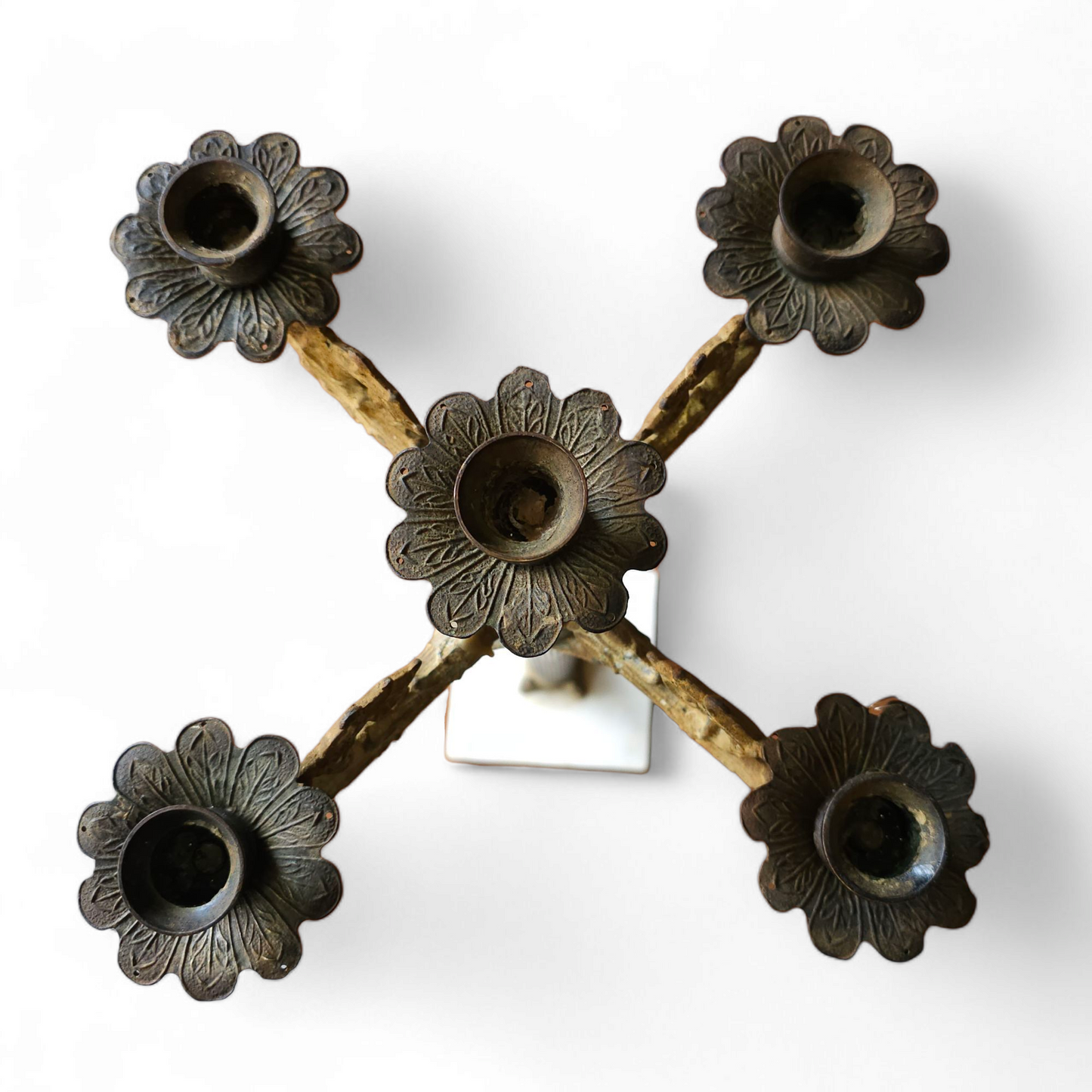 19th-Century French Neoclassical Candelabra in Iron, Gilt Bronze & Marble