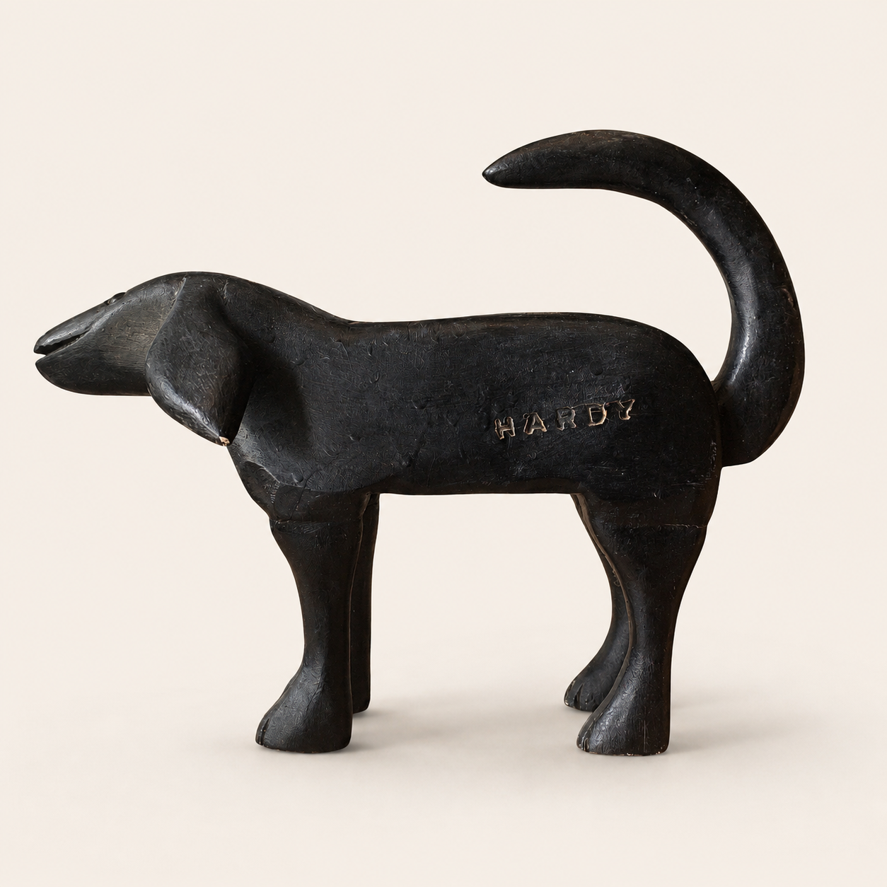 American Folk Art Carved Wooden Dog “Hardy” by Joby Baker