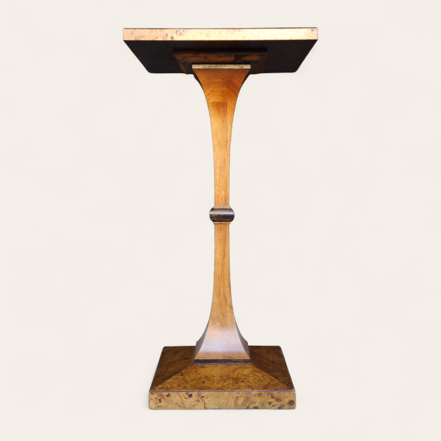 Burl Walnut & Ebonized Drinks Table / Pedestal, Styled after Biedermeyer 1960s
