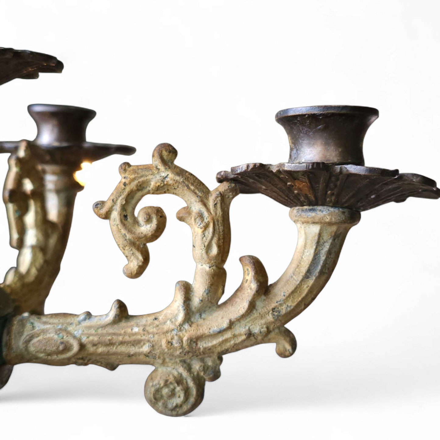 19th-Century French Neoclassical Candelabra in Iron, Gilt Bronze & Marble