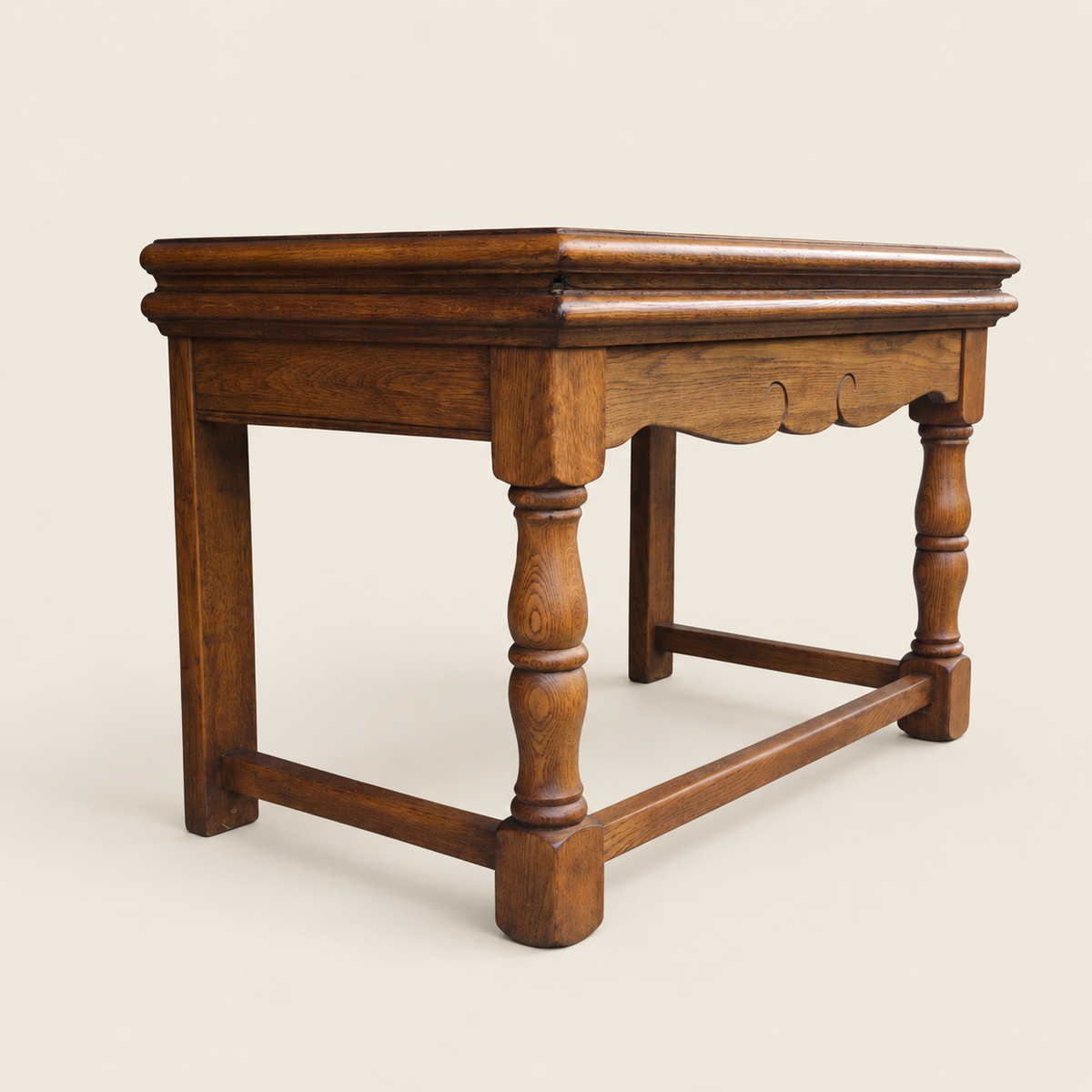 Circa 1940s English Jacobean Revival Oak Child’s Writing Desk / Side Table by Castle Furniture