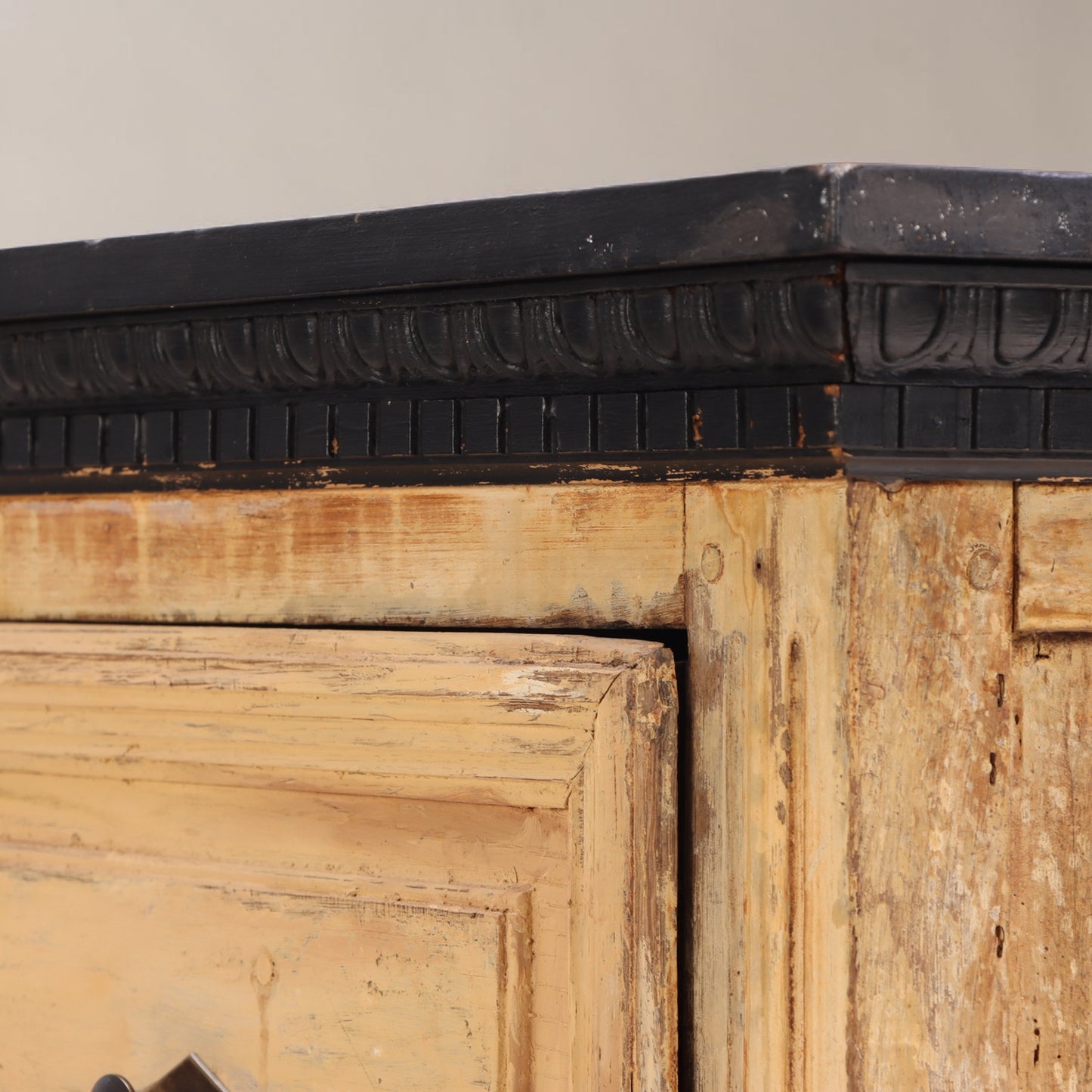 19th-Century French Pine Chest of Drawers with Painted Top