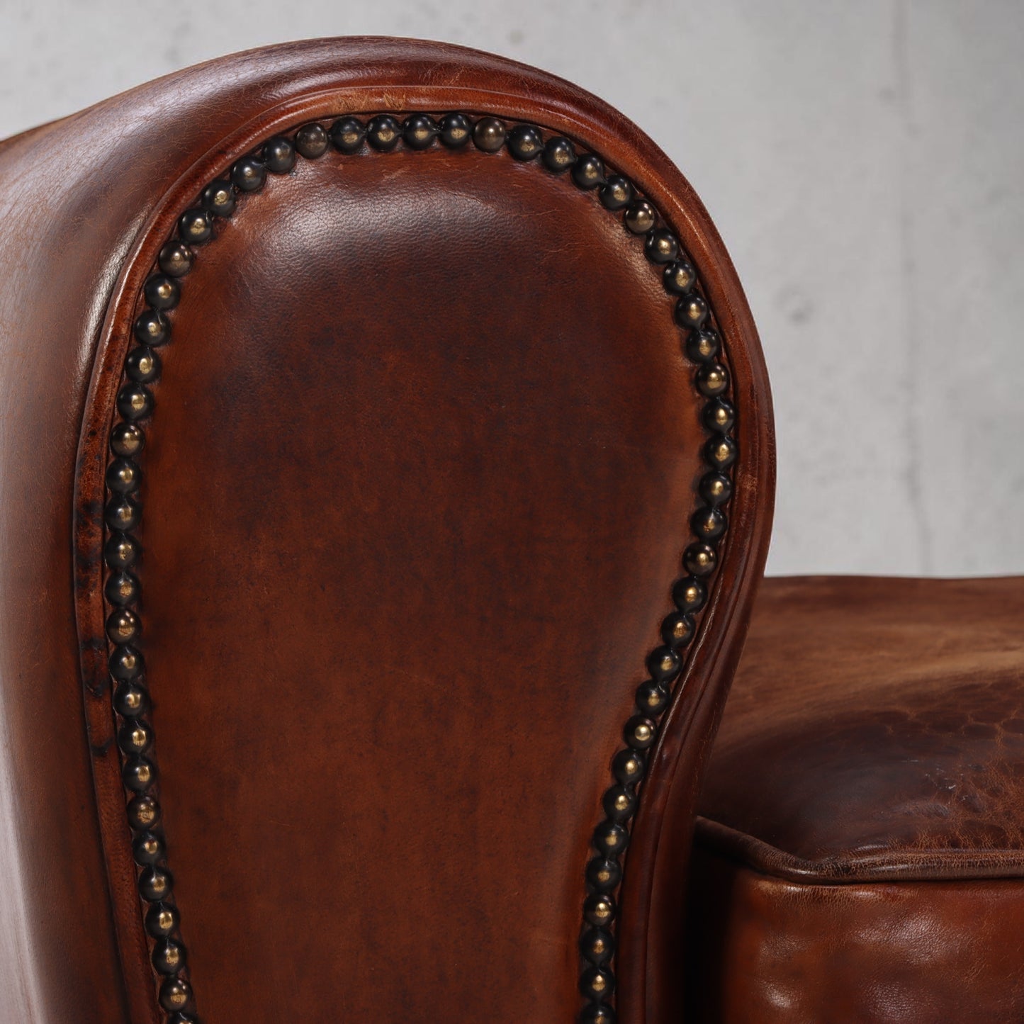 1930s Dutch Art Deco Style Round Back Leather Loveseat, Modernist Form