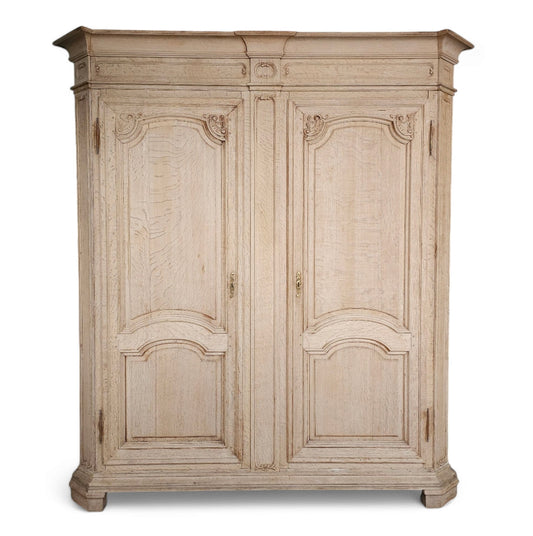 Antique French Bleached Oak Armoire, Circa 1860