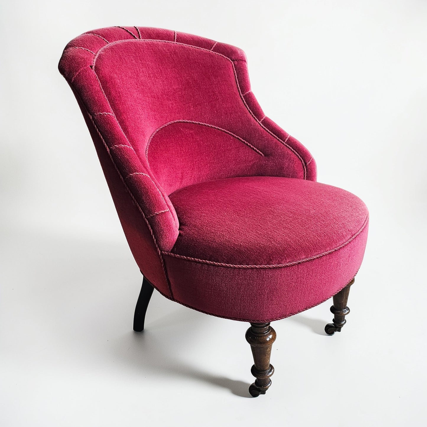 1920s Swedish Grace Emma Slipper Chair in Red Velvet