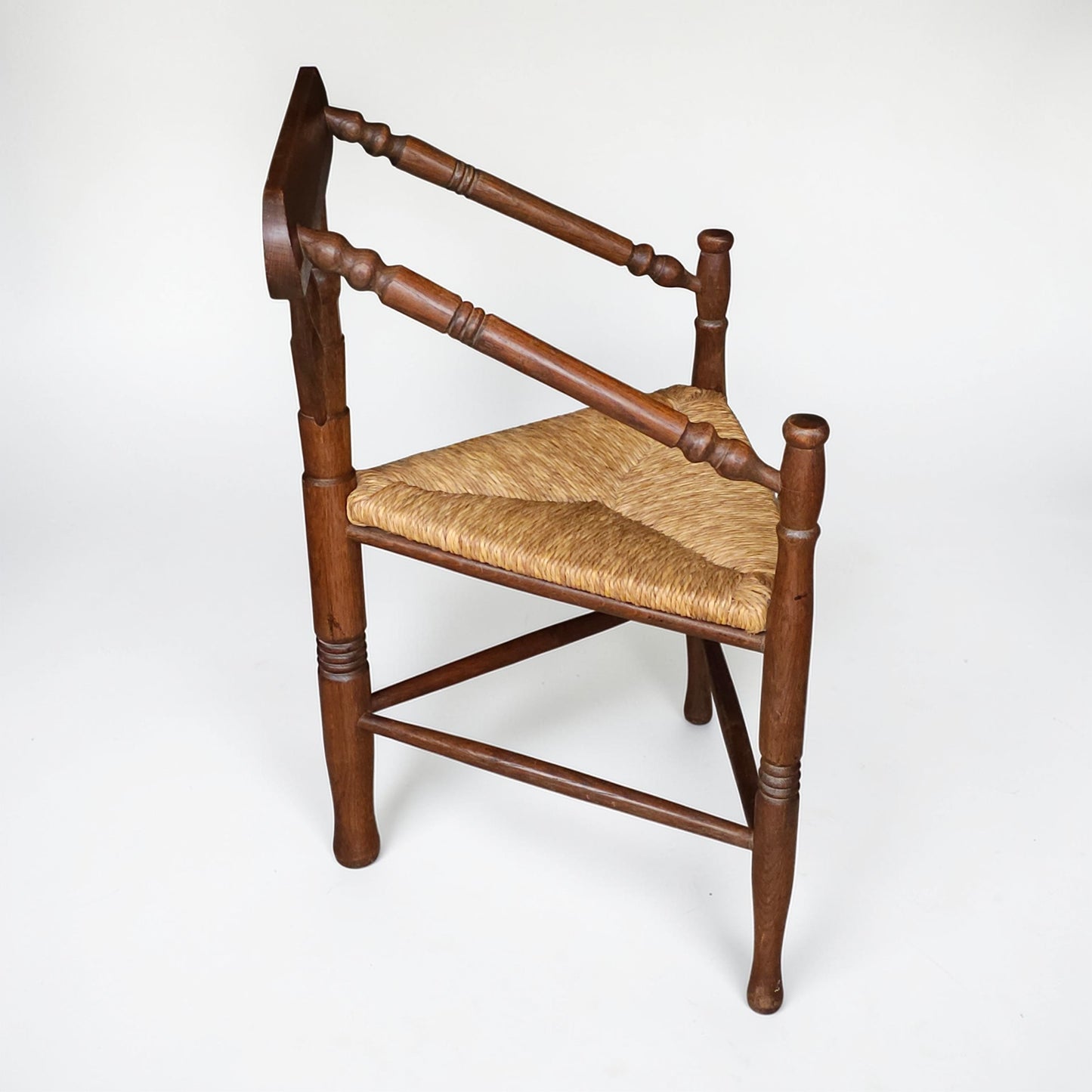 Early 20th Century Dutch Corner Chair with Rush Seat