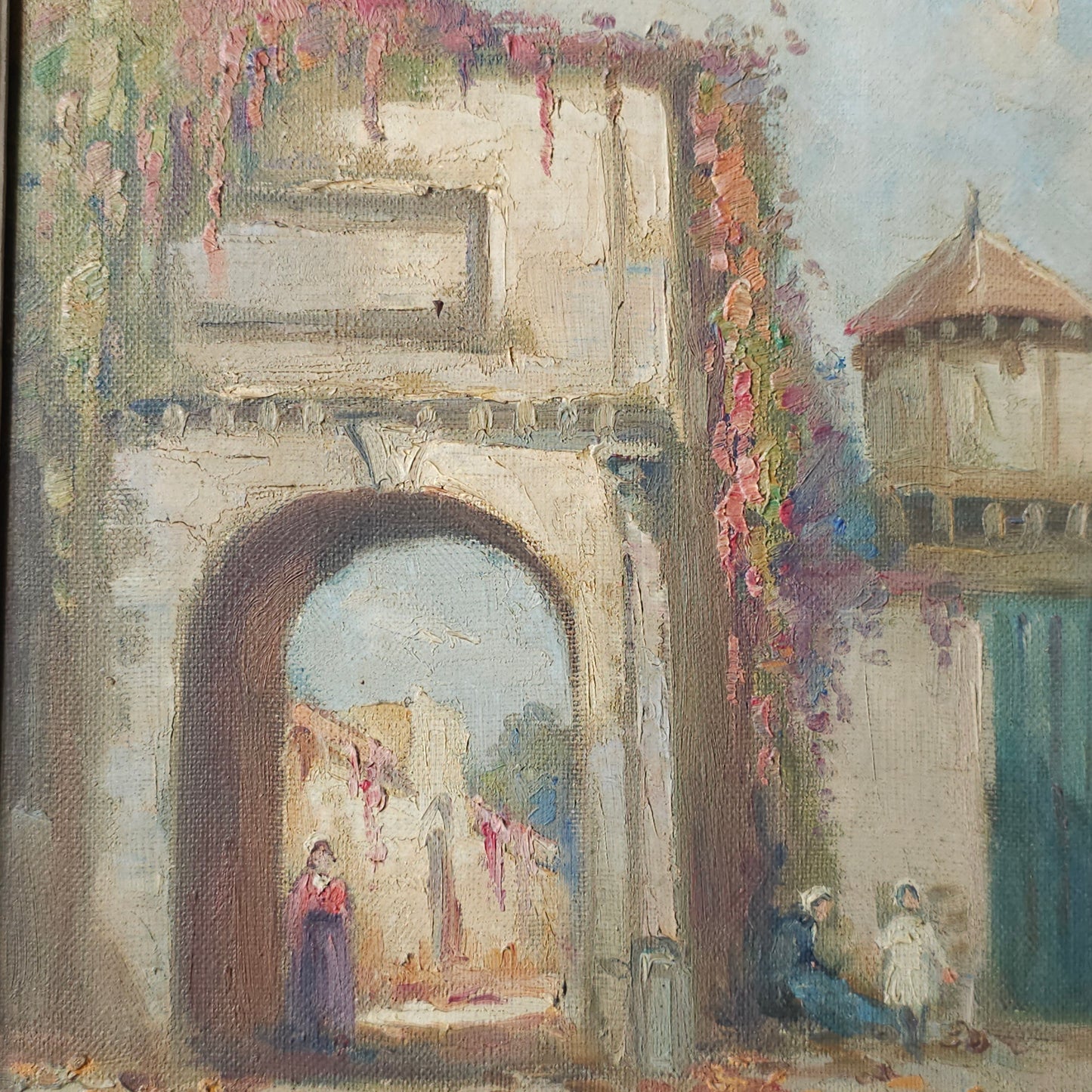 European School - Village Gate – Oil on Canvas, Framed