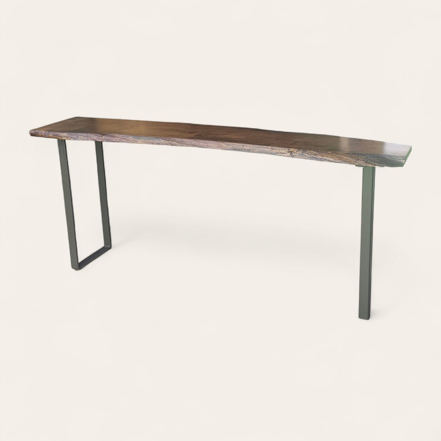 Oversized Spalted Maple Console Table with Steel Base, 84″