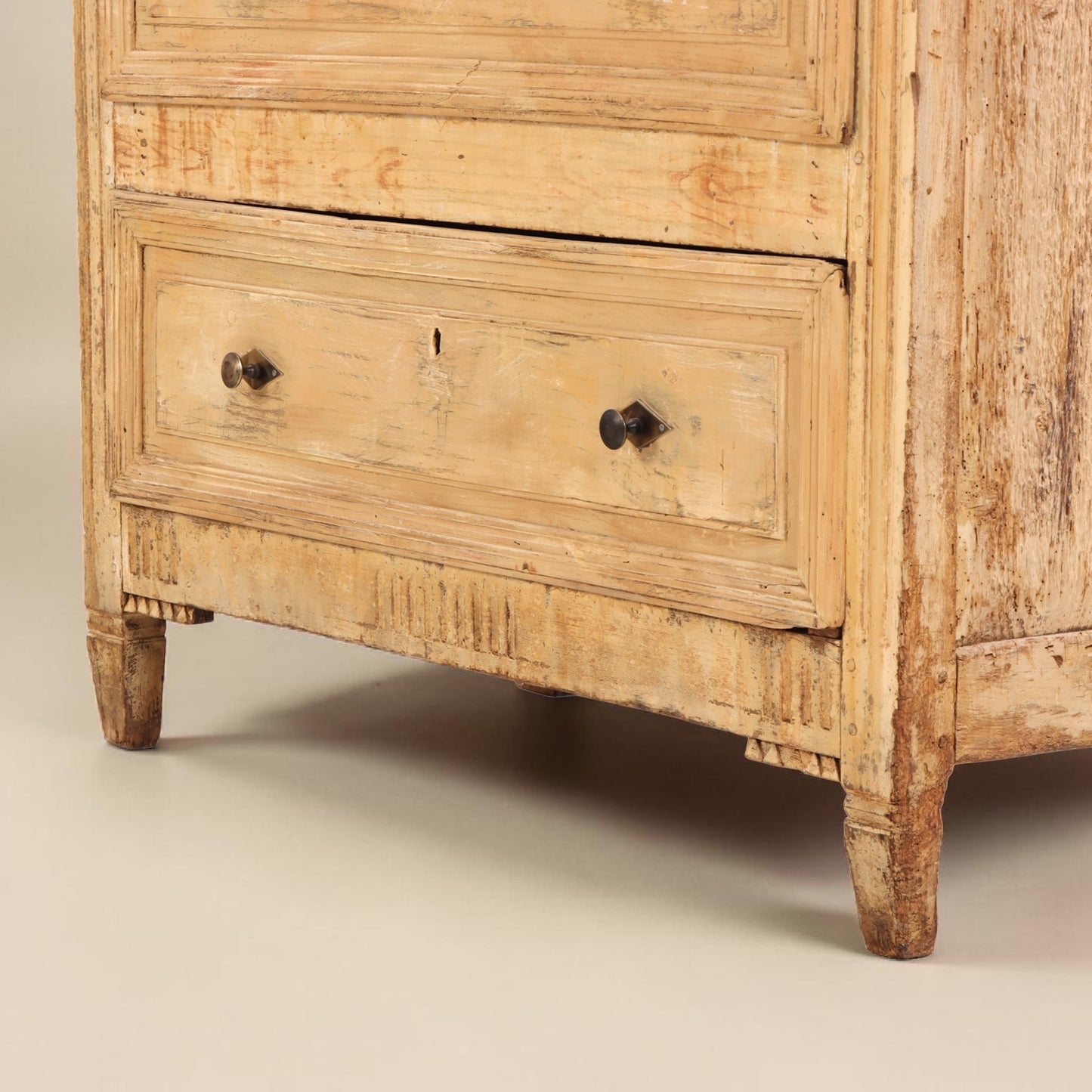 19th-Century French Pine Chest of Drawers with Painted Top