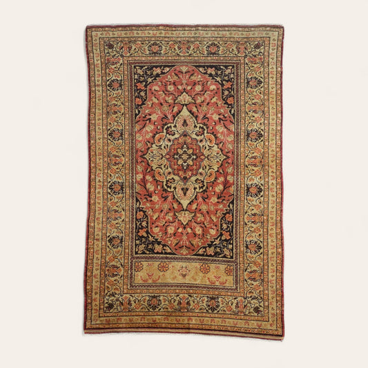 Early 20th Century Turkish Wool & Silk Medallion Rug