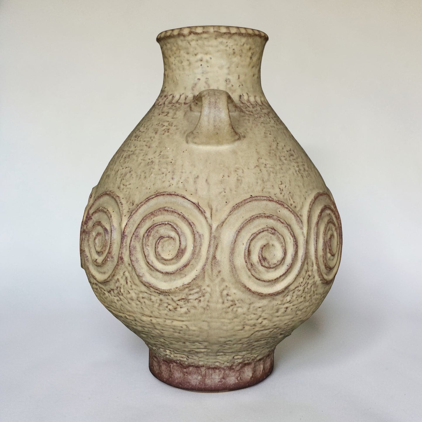 1970s West German Ceramic Amphora Vase, Attributed to Scheurich, Spiral Relief