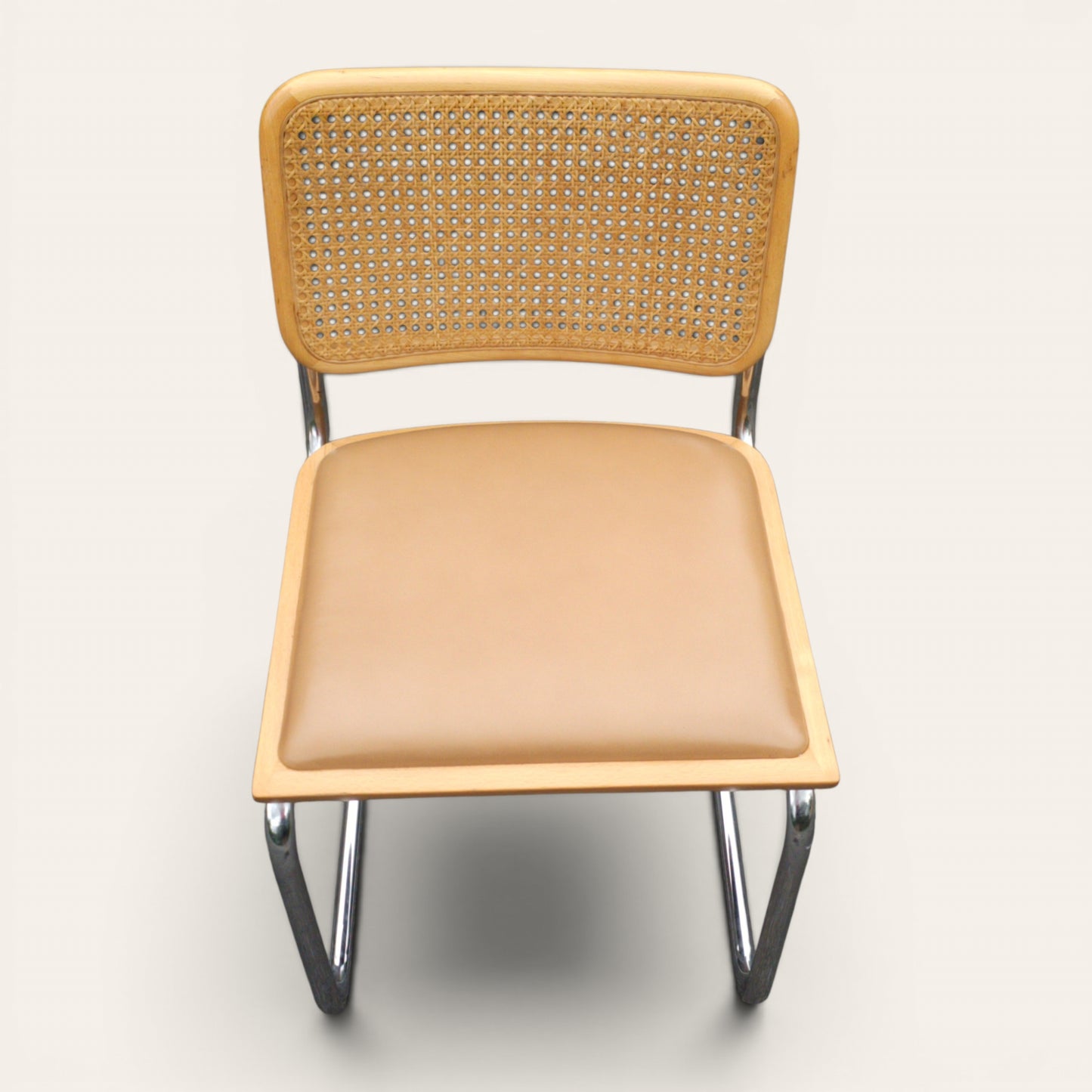 Cesca Dining Chairs, Set of Four, Cane and Leather, Attributed to Marcel Breuer