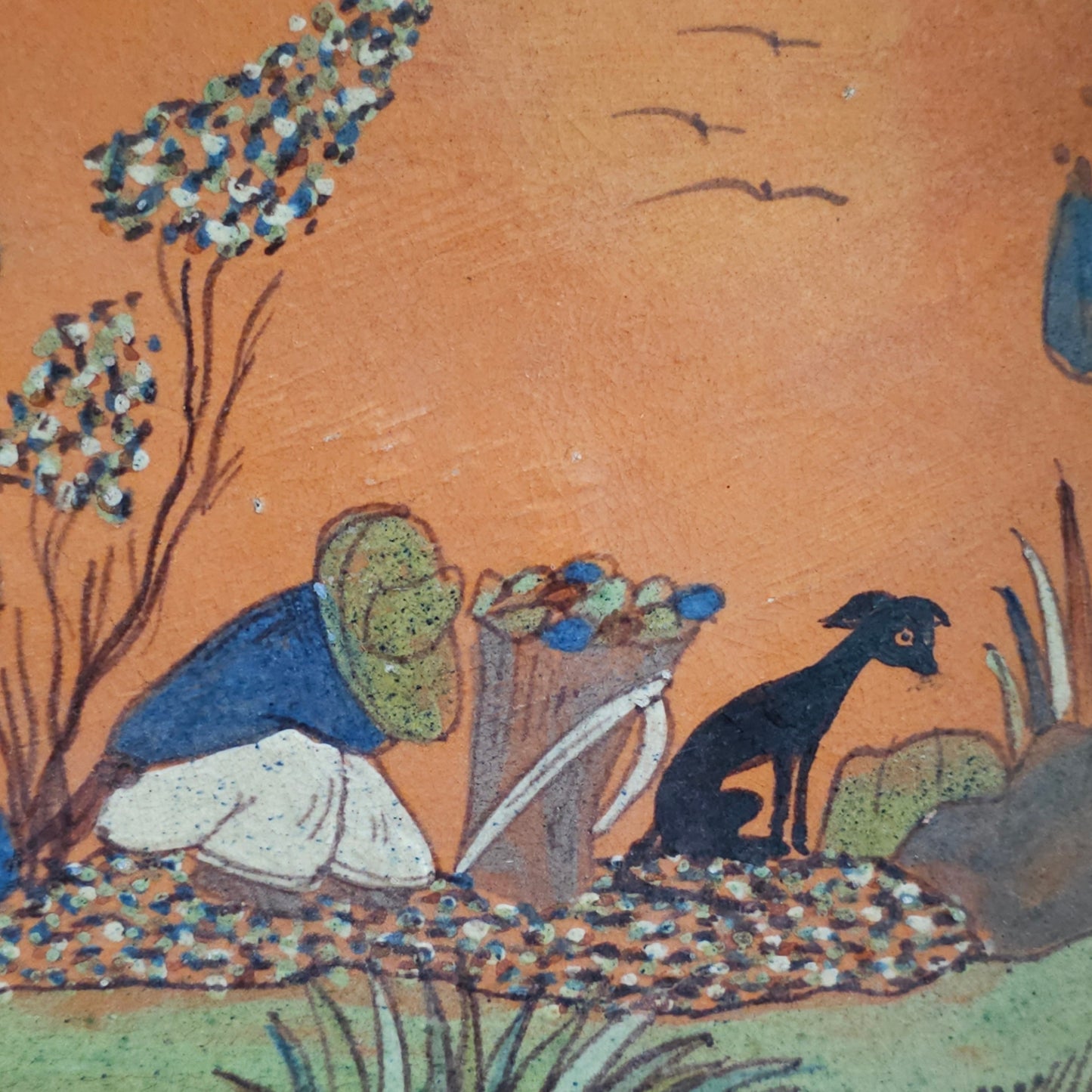 1930s–1940s Mexican Tlaquepaque Folk Art Pottery Tray