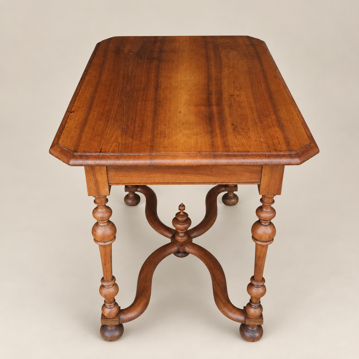 20th Century Louis XIII Style Walnut Writing Table with X-Form Stretcher