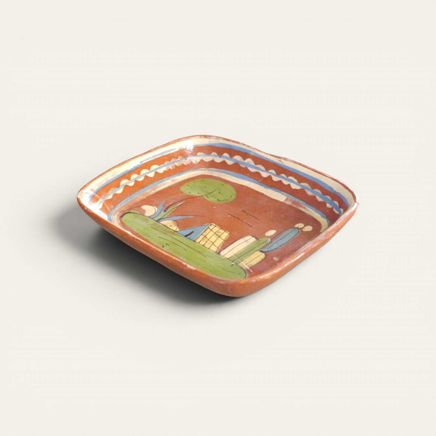 1930s–1940s Mexican Tlaquepaque Folk Art Pottery Tray
