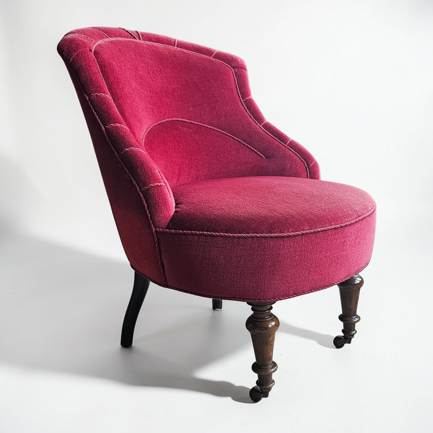1920s Swedish Grace Emma Slipper Chair in Red Velvet