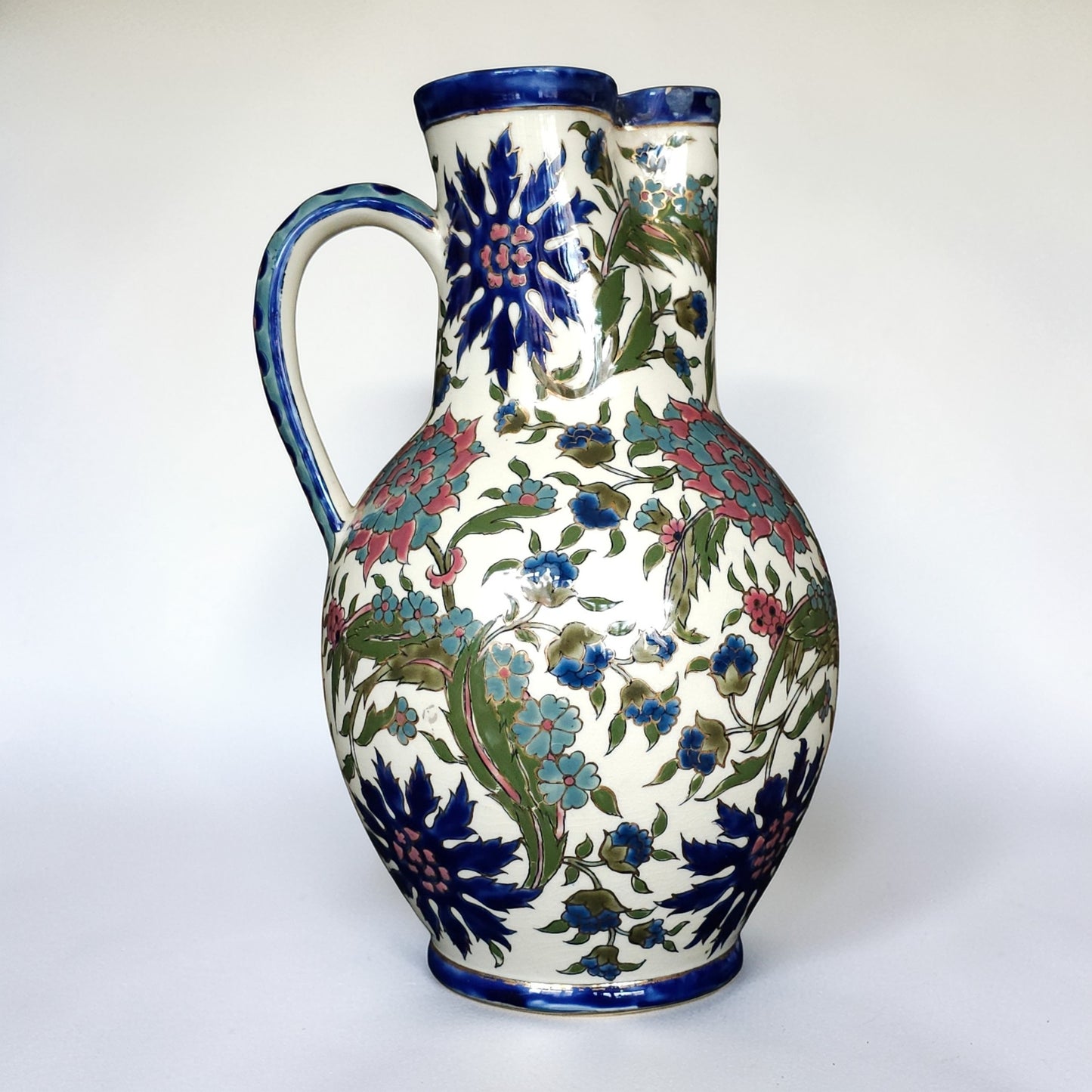 Zsolnay Pécs Hungarian Ceramic Pitcher in Ottoman Revival Style