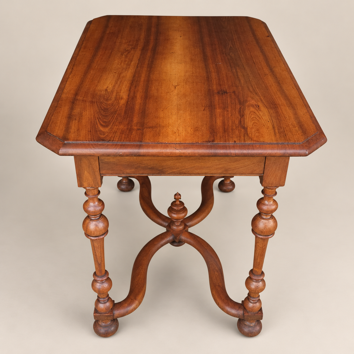 20th Century Louis XIII Style Walnut Writing Table with X-Form Stretcher