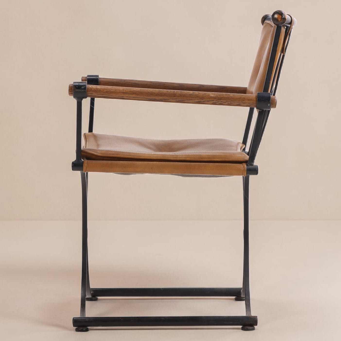 1970s Cleo Baldon Style Curule Iron Dining Chairs, Set of 4