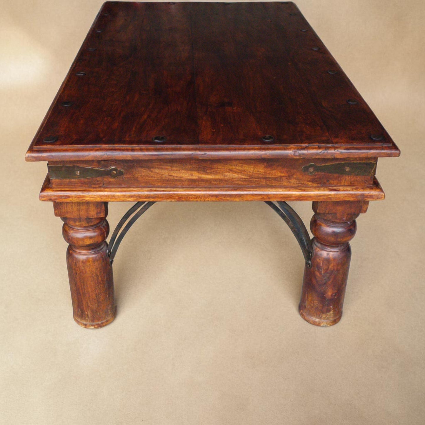 1960s Spanish Colonial Revival Style Coffee Table with Wrought Iron Details