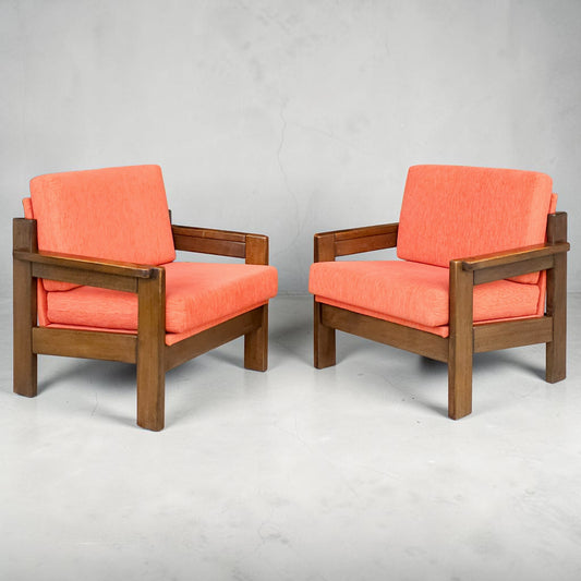 Pair Mid-Century German Oak Lounge Chairs, styled after Dieckmann
