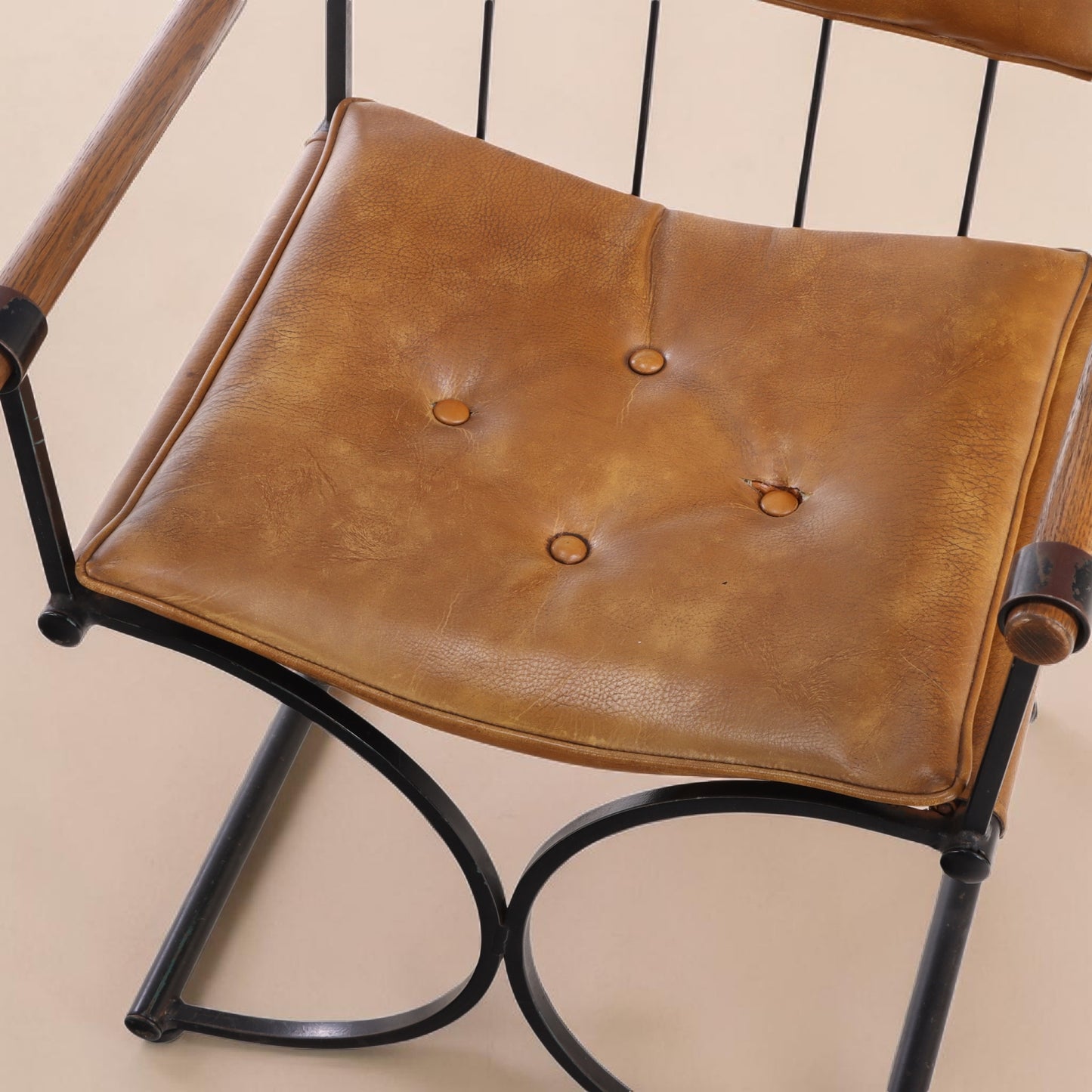 1970s Cleo Baldon Style Curule Iron Dining Chairs, Set of 4