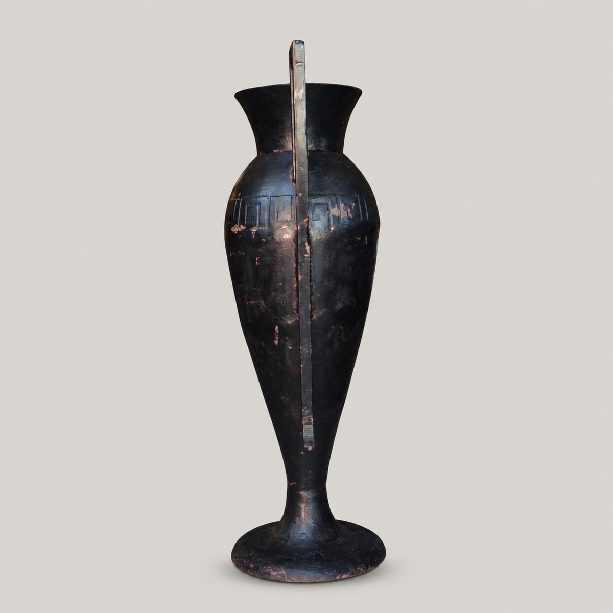 19th/20th Century Neoclassical Cast Iron Amphora Urn with Greek Key Band