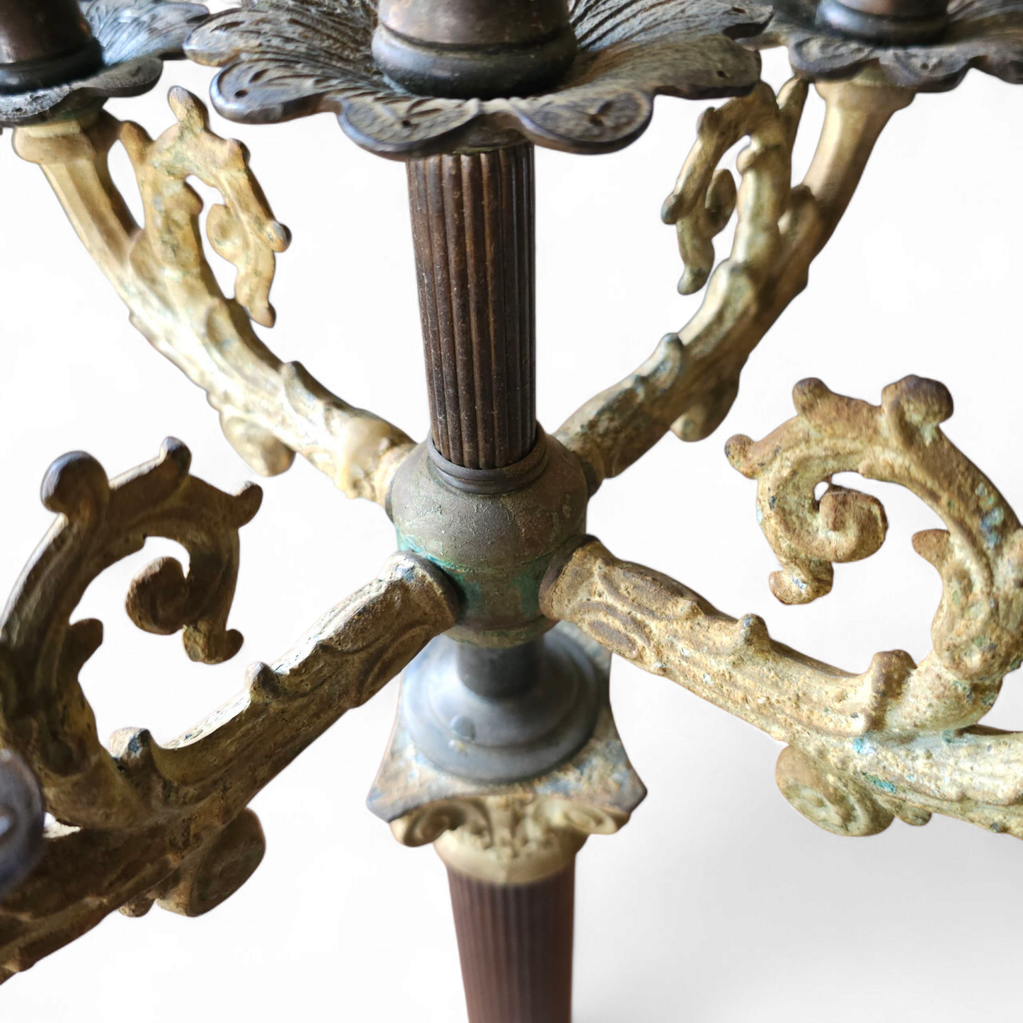 19th-Century French Neoclassical Candelabra in Iron, Gilt Bronze & Marble