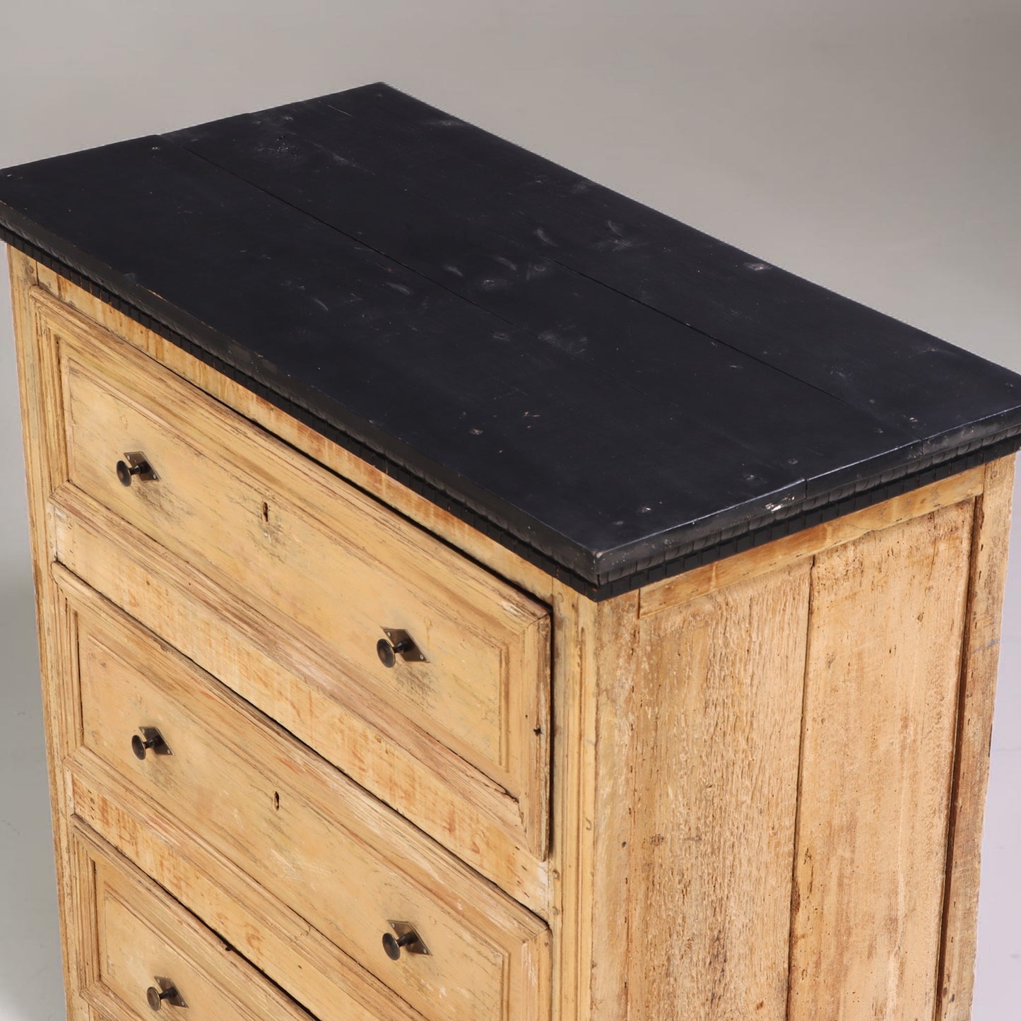 19th-Century French Pine Chest of Drawers with Painted Top