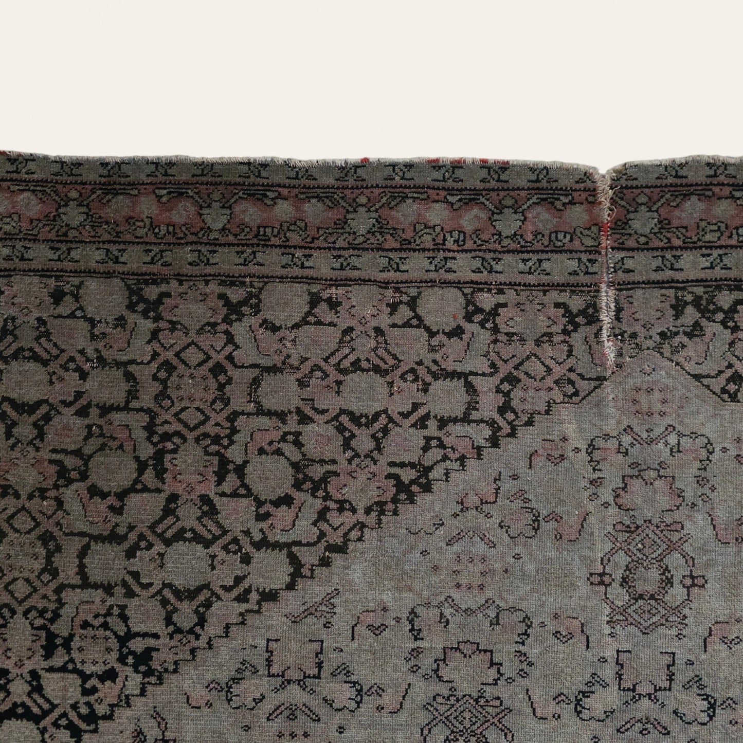 Early 20th Century Persian Area Rug in Rose, Deep Blue & Terracotta