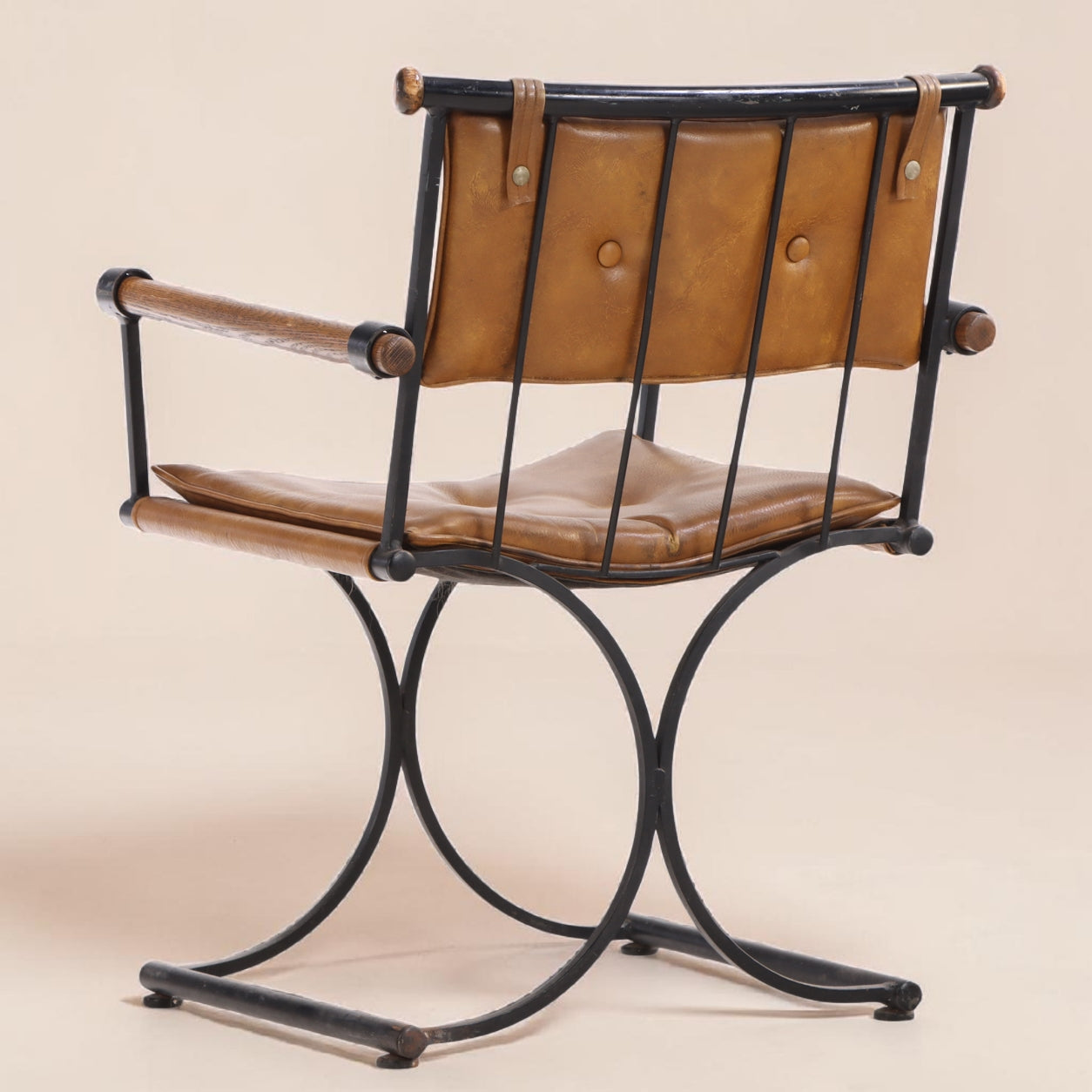 1970s Cleo Baldon Style Curule Iron Dining Chairs, Set of 4