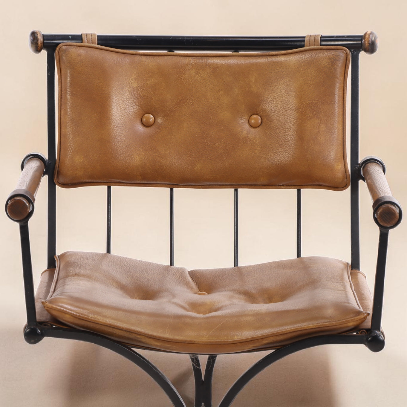 1970s Cleo Baldon Style Curule Iron Dining Chairs, Set of 4
