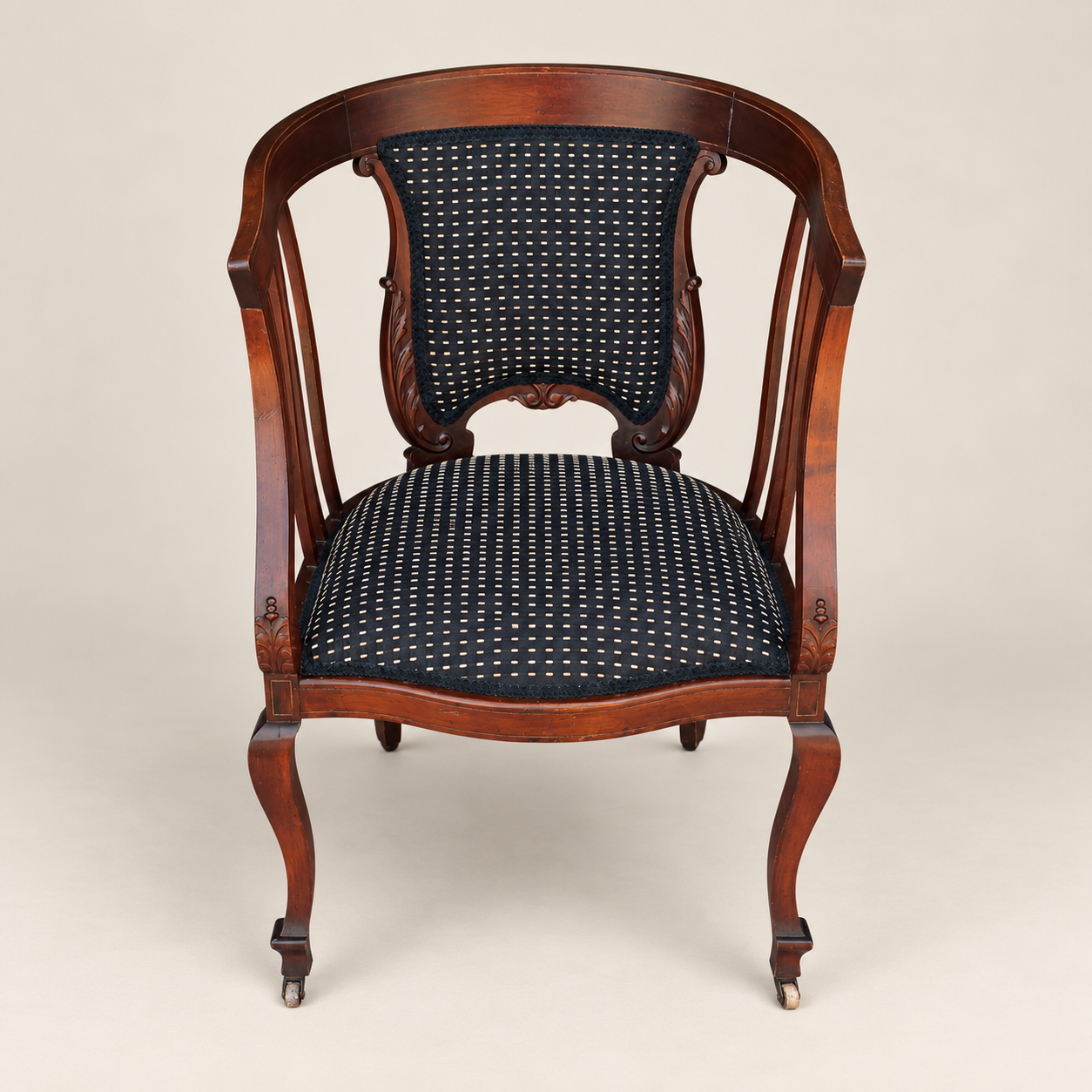 Late 19th/Early 20th Century Georgian-Style Mahogany Library Chair on Casters