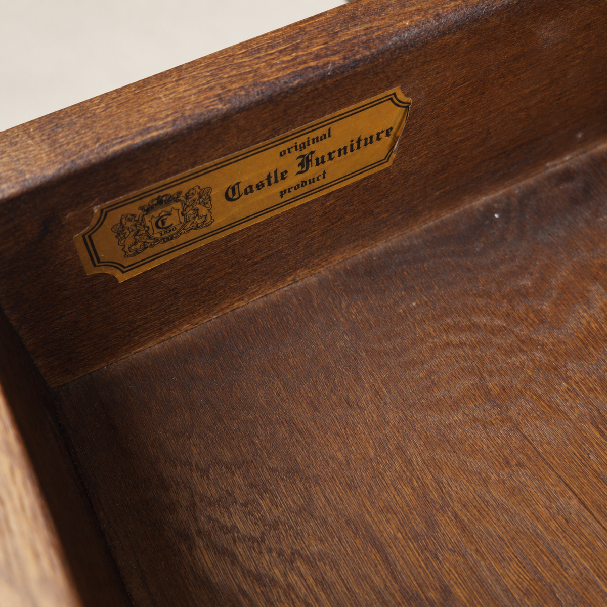 Circa 1940s English Jacobean Revival Oak Child’s Writing Desk / Side Table by Castle Furniture