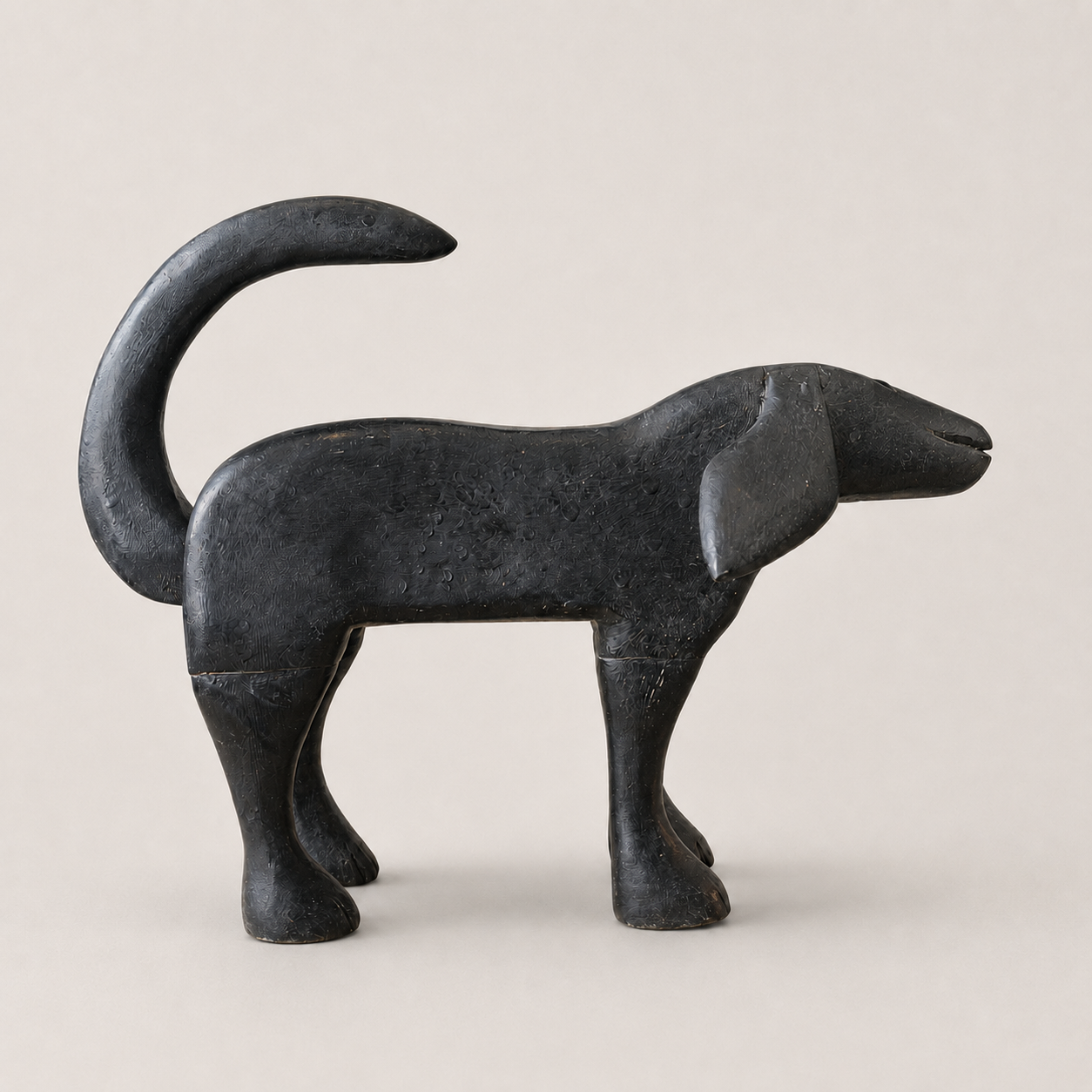 American Folk Art Carved Wooden Dog “Hardy” by Joby Baker