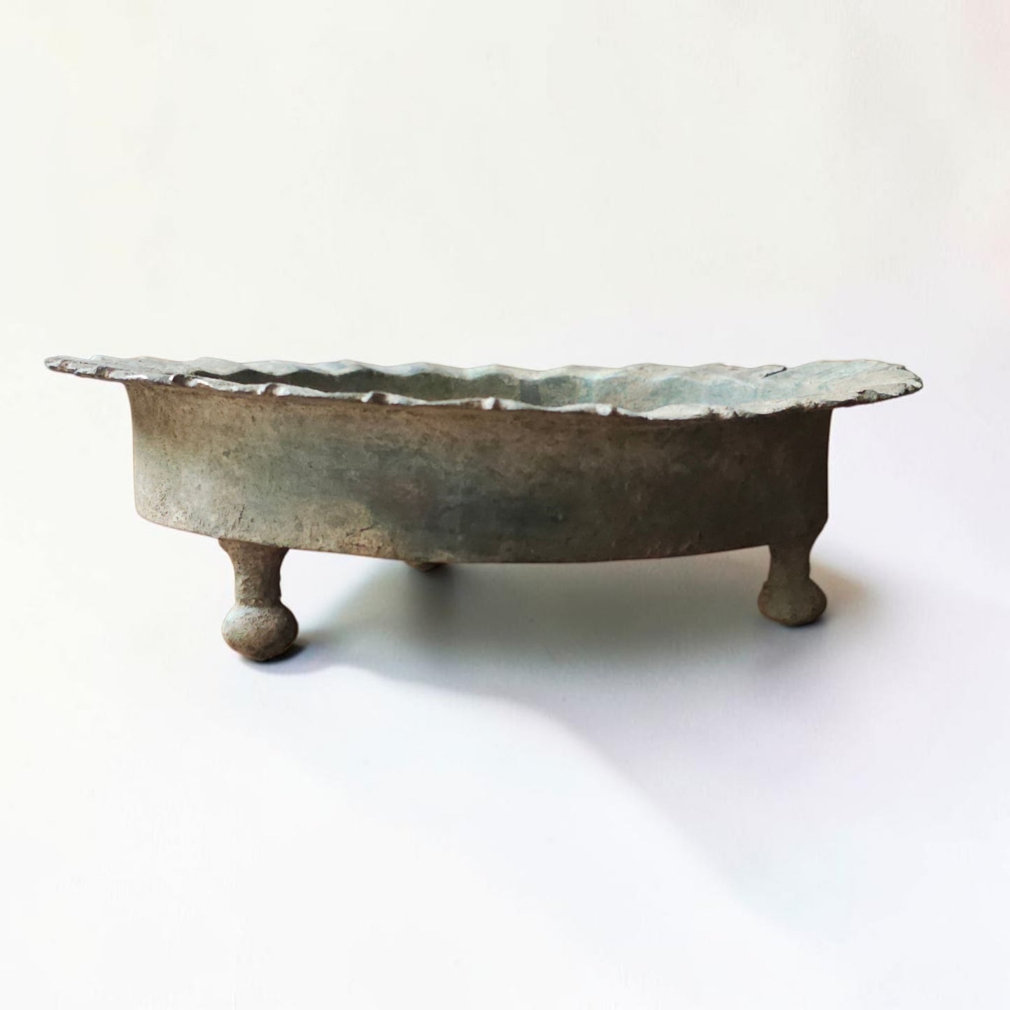 9th–10th Century Persian Seljuk Dynasty Bronze Footed Tray