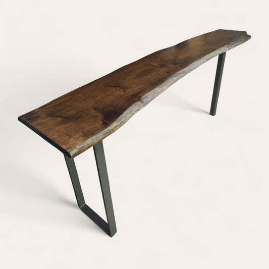 Oversized Spalted Maple Console Table with Steel Base, 84″