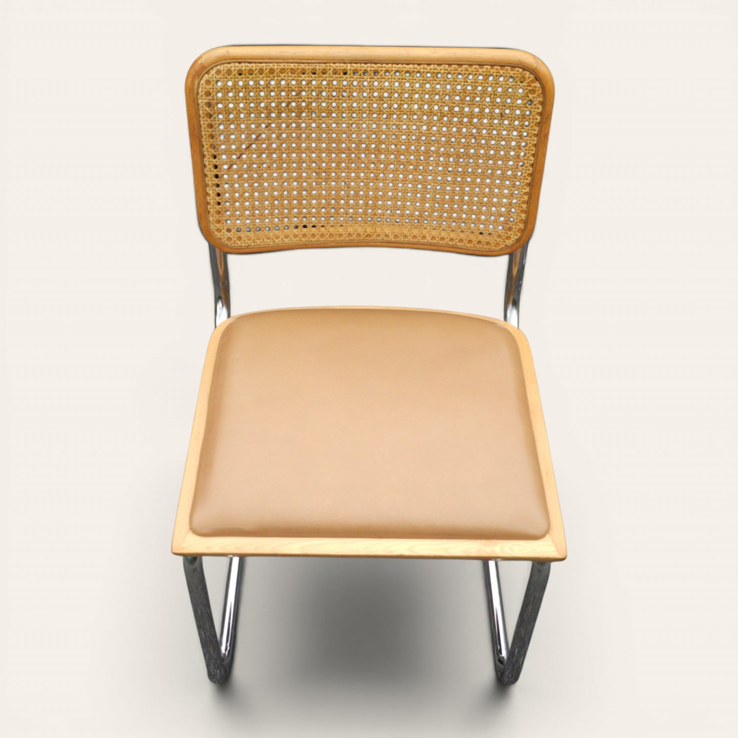 Cesca Dining Chairs, Set of Four, Cane and Leather, Attributed to Marcel Breuer