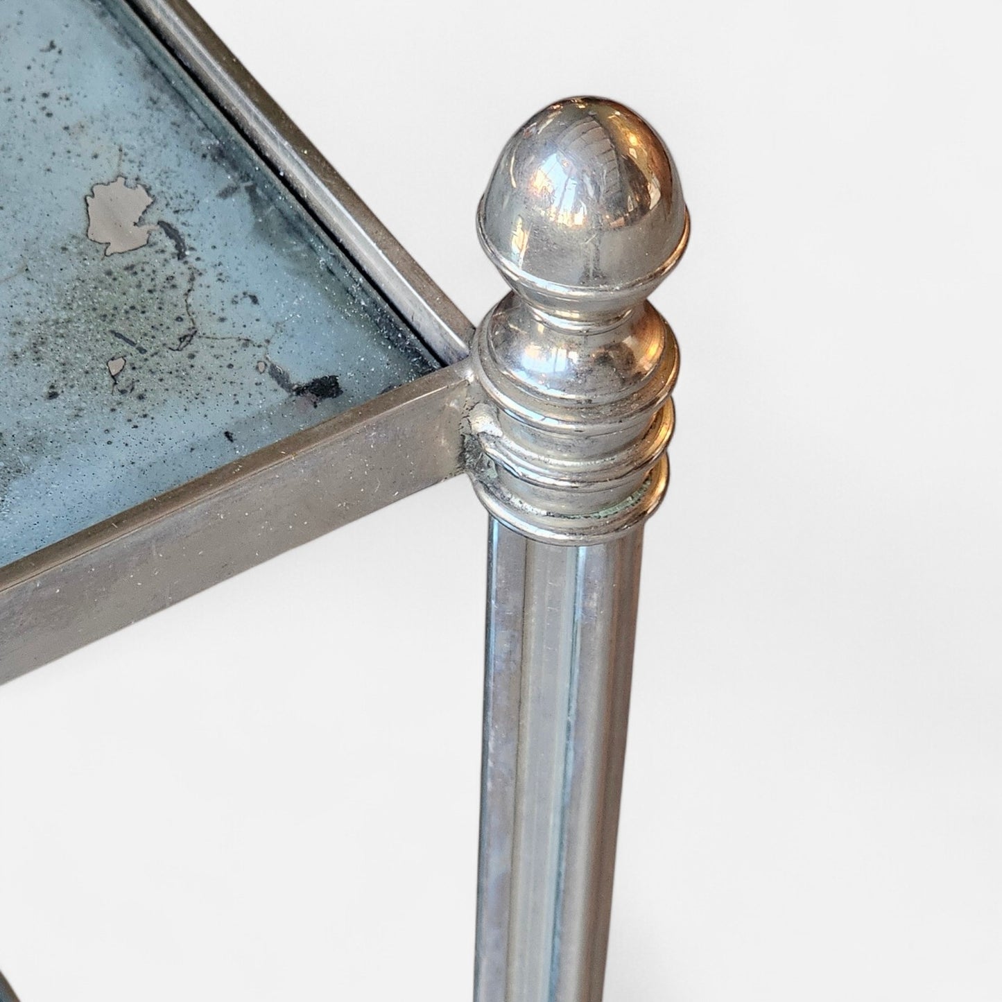 Chrome-Plated Two-Tier Side Table with Mirrored Shelves styled after Maison Jansen