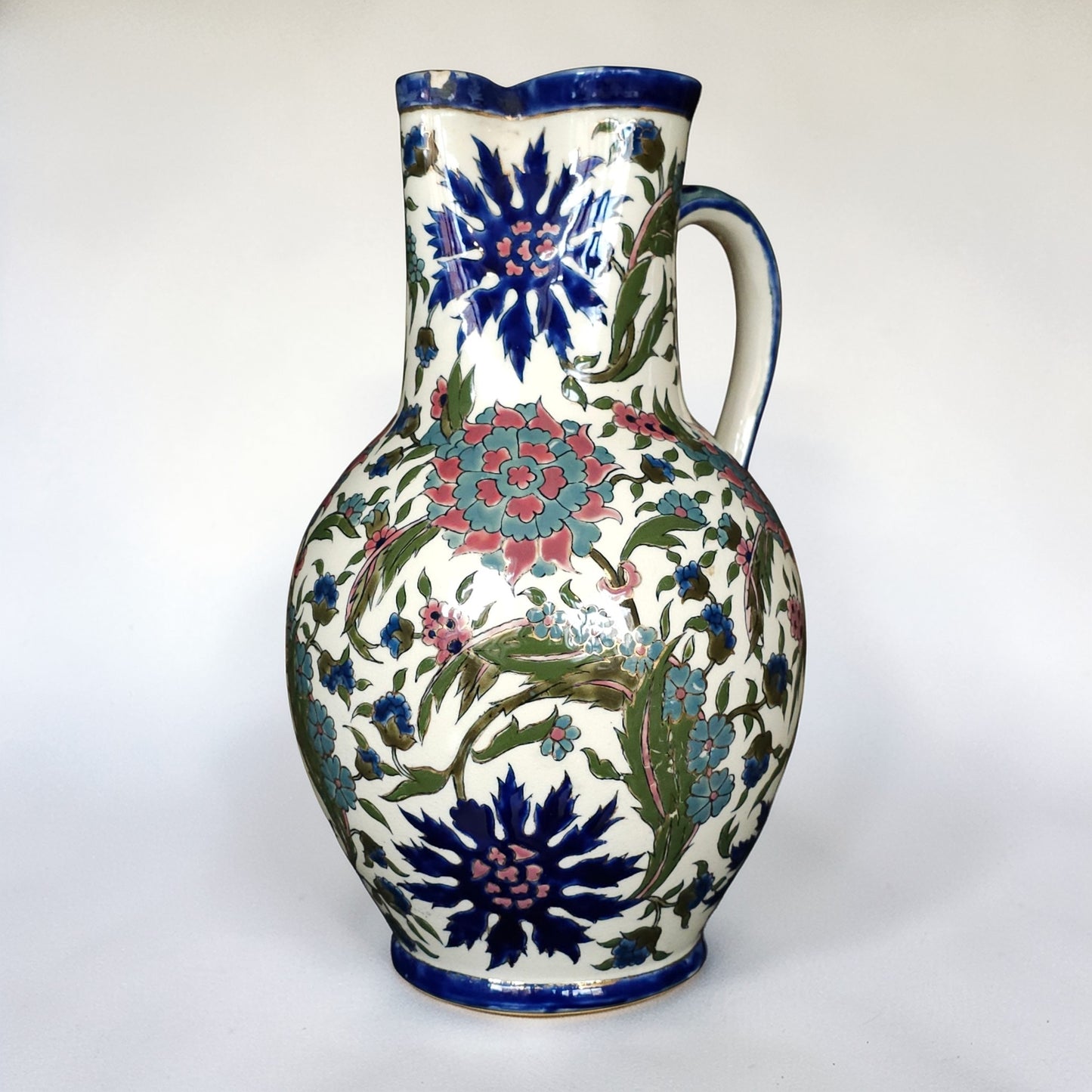 Zsolnay Pécs Hungarian Ceramic Pitcher in Ottoman Revival Style