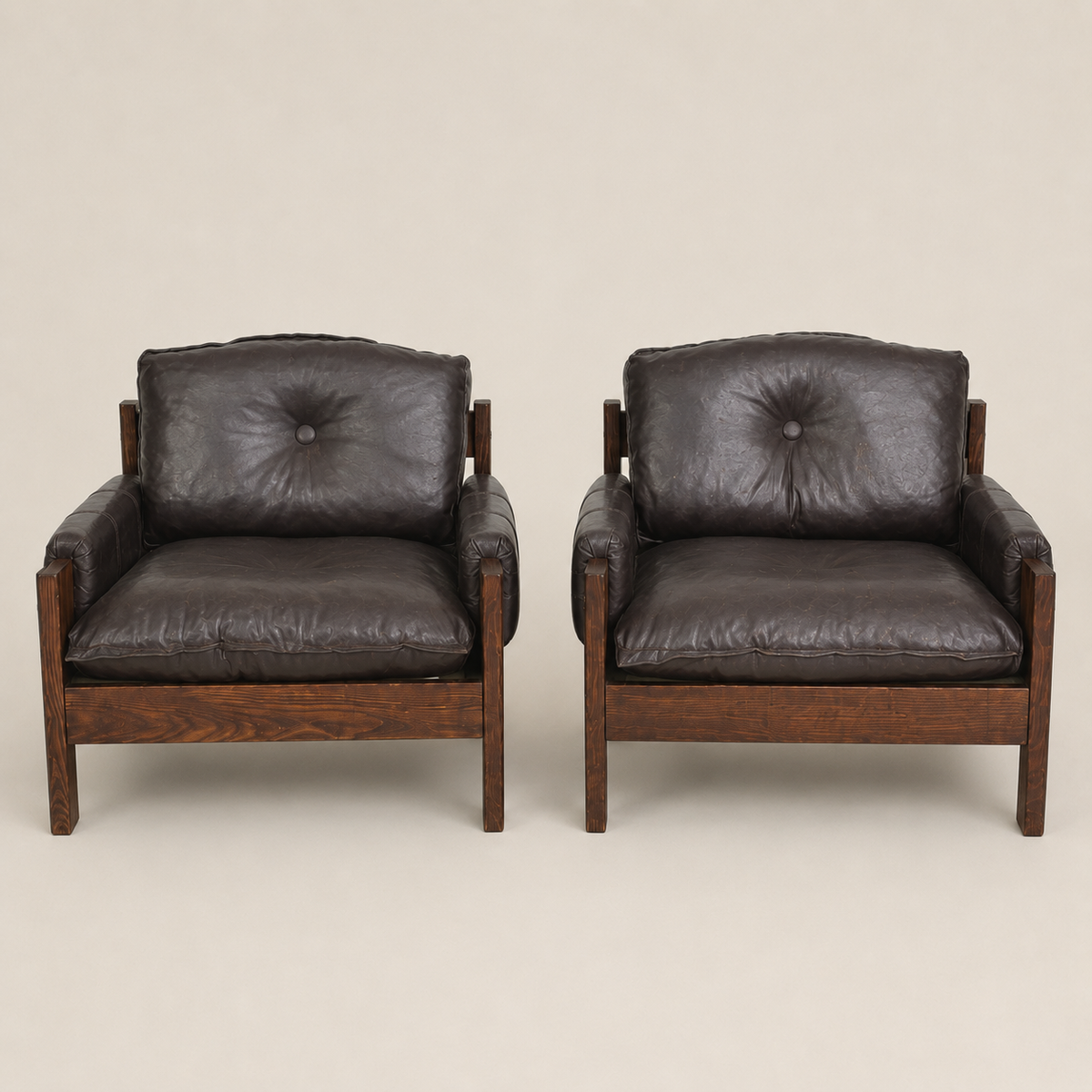 1970s Danish Modern Oak & Leather Three-Piece Living Room Suite in the Style of Esko Pajamies' Bonanza Collection