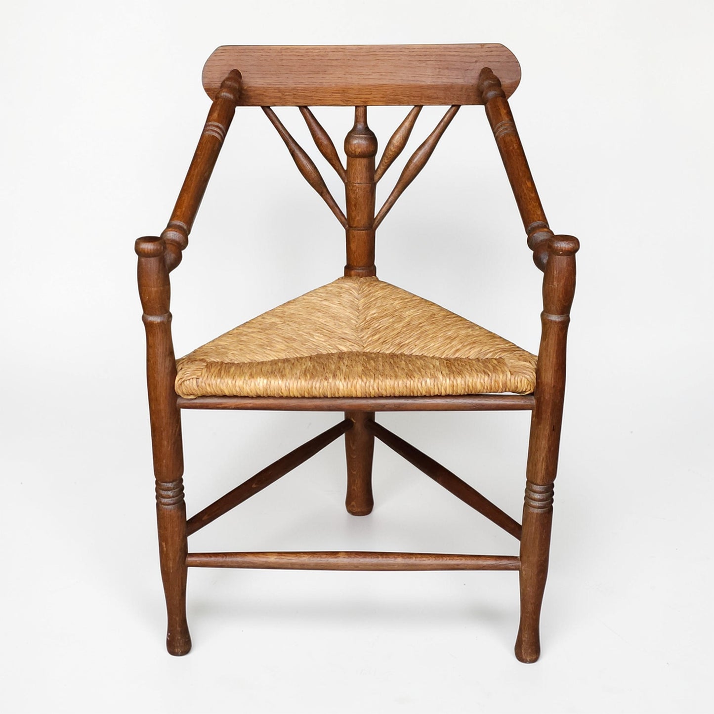 Early 20th Century Dutch Corner Chair with Rush Seat